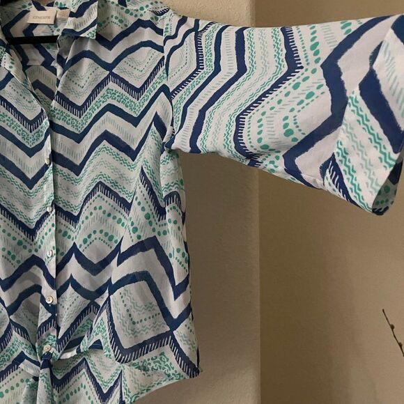 CHICO'S Women's Button-down Top  Chiffon Blouse, 3/4 Sleeve size 3 - Picture 8 of 10